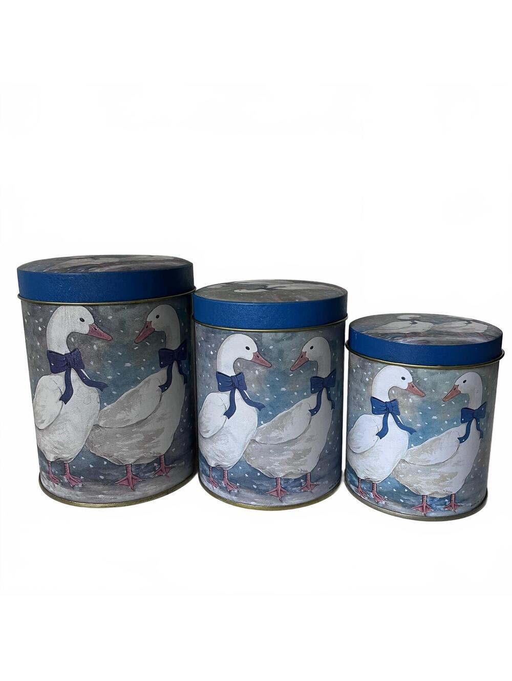 Vintage Goose Duck Themed Decorative Storage Tins Set of 3 Farmhouse Country 80s